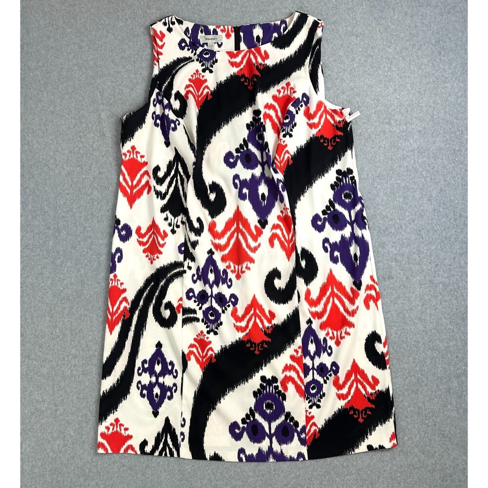 Dressbarn Sleeveless Red White Black Blue Floral Sheath Dress Size 22 / 3X
